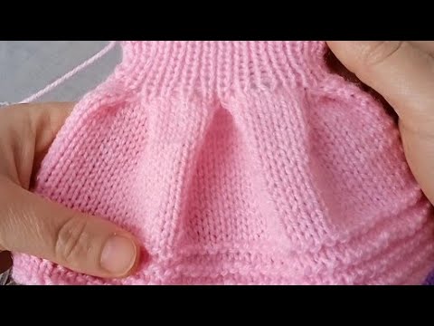 Вязание спицами. Встречные складки для юбки, платья.