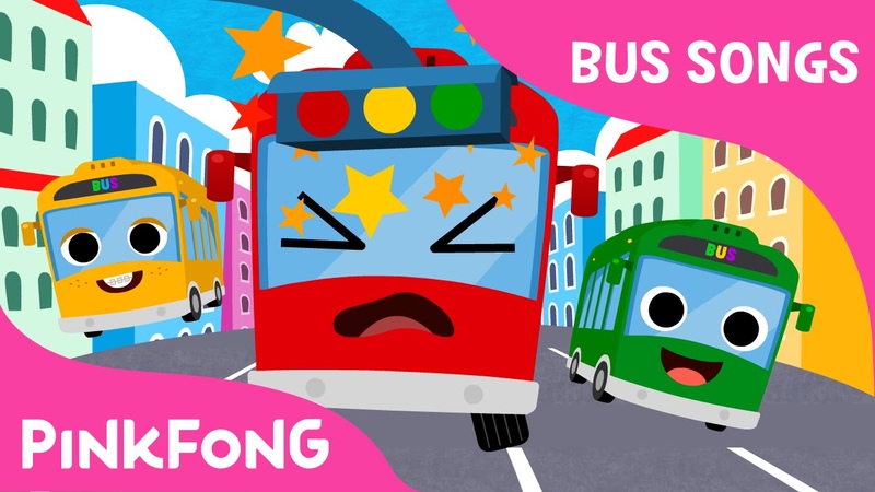 Five Little Buses Jumping on the Road, Bus Songs, Car Songs, PINKFONG