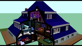 pyramid house with a swimming pooll. Дом-пирамида, с бассейном, гаражом.