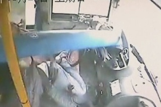 Bus crash: Amazing video of lamp post smashing through windscreen