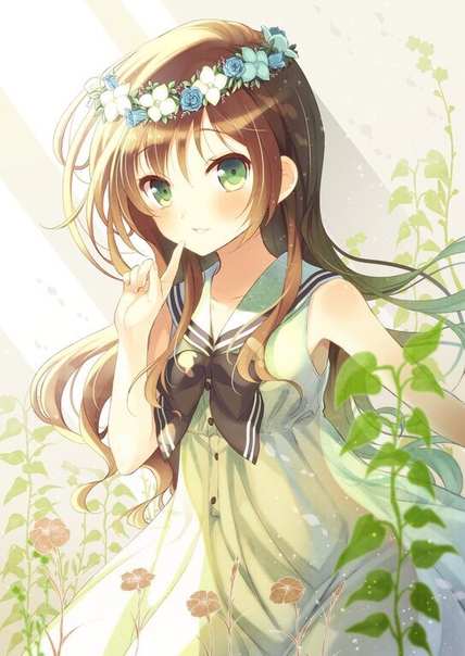 Kawaii anime girl with brown hair