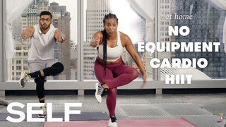 30-Minute Bodyweight Cardio HIIT Workout with Warm Up - No Equipment at Home | SELF