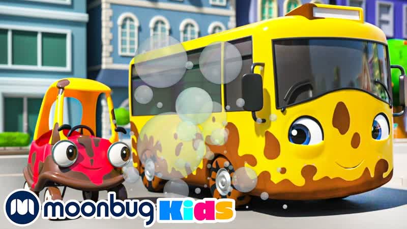 Buster Cozy Play in Muddy Puddles Bubble Trouble at the Carwash Song, Cozy Coupe, Moonbug