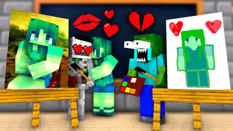 Monster School : DRAWING A GIRL Challenge Minecraft