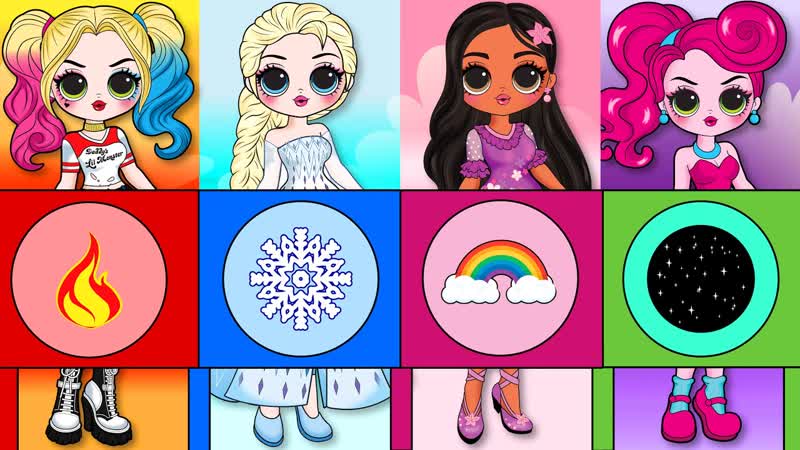 32 Encanto, Elsa, Harley Quinn Switch Up, DIYs Paper Dolls