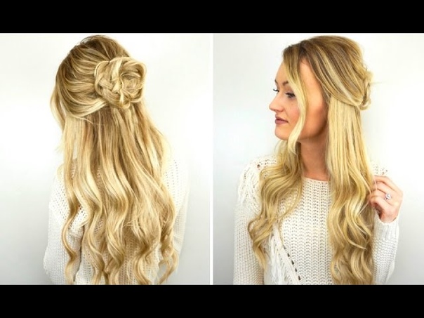 Braided Bun Half Up Hair Tutorial, Makenna