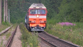 Тепловозы ТЭП70-0263 и ТЭП70-0198 с поездом Санкт-Петербург  Минск