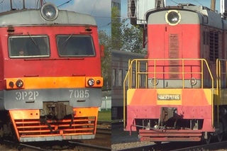 Электропоезд ЭР2Р-7085 и тепловоз ЧМЭ3-1746, станция Кунцево