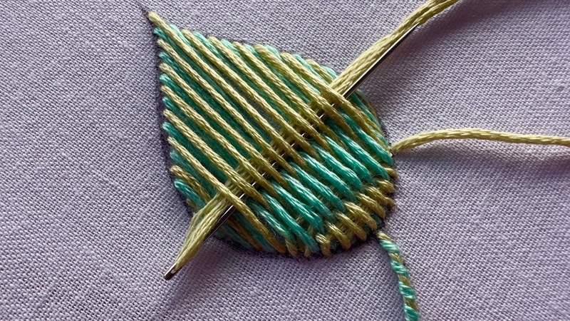 Very attractive leaf hand embroidery design, hand embroidery tutorial for beginners, starting se