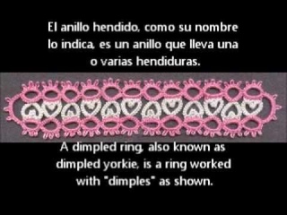 Frivolite-tatting lesson 86 - anillo hendido - dimpled yorkie
