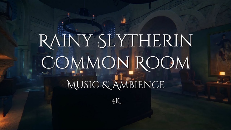 Rainy Slytherin Common Room, Harry Potter Music Ambience (4